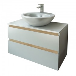 Шкаф за баня 2 чекмеджета с порцеланова мивка TULIP 80